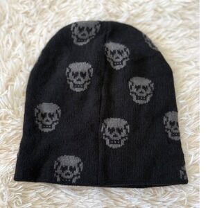 Torrid‎ Skull Beanie Knit Cap Black Gray Halloween Gothic Punk Rock Men